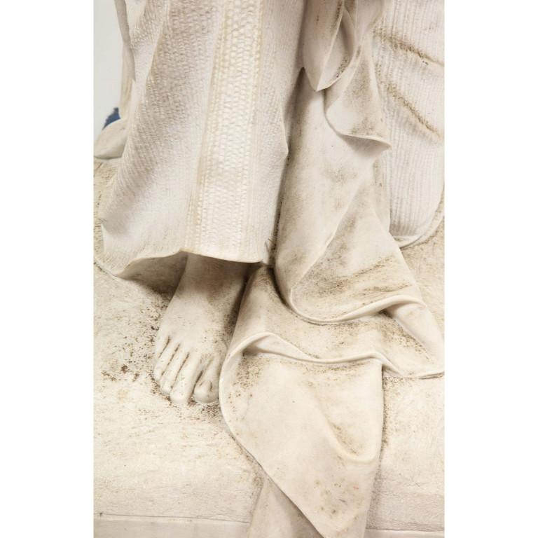 Monumental Italian White Marble Figure Sculpture of a Seated Winged Woman, 1870 1
