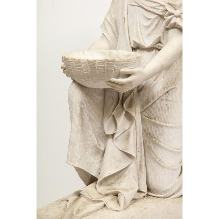 Monumental Italian White Marble Figure Sculpture of a Seated Winged Woman, 1870 6