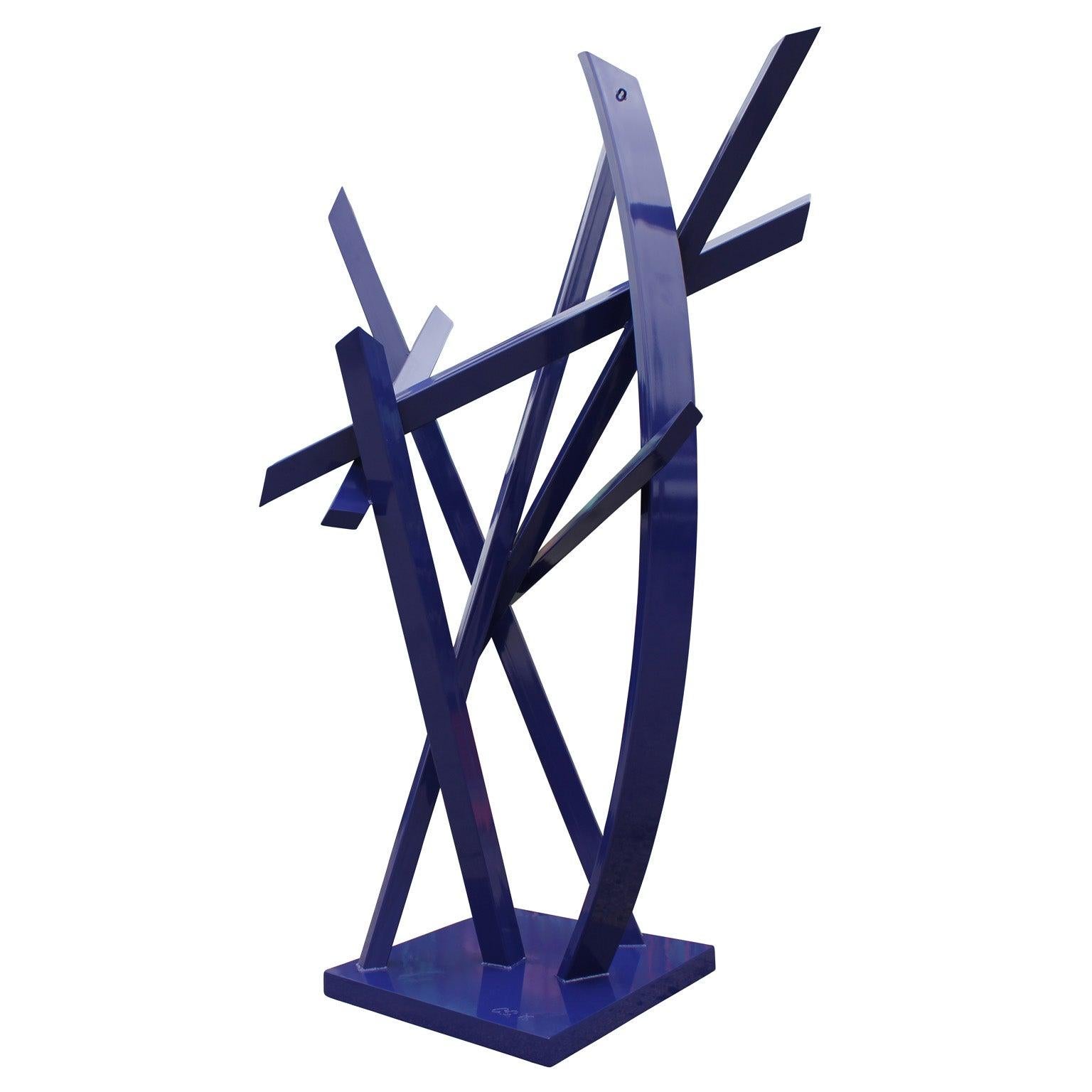 Monumental Modern Blue Abstract Steel Outdoor / Indoor Sculpture  3