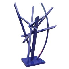 Monumental Modern Blue Abstract Steel Outdoor / Indoor Sculpture 
