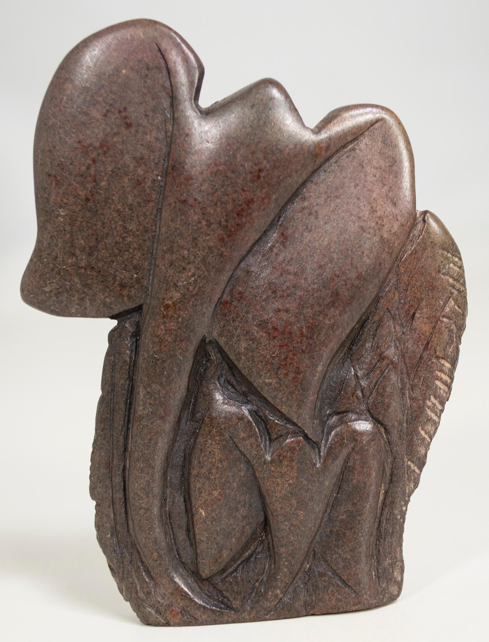 Unknown Figurative Sculpture - 'Mother and Baby Elephant' original African Shona stone sculpture Zimbabwe