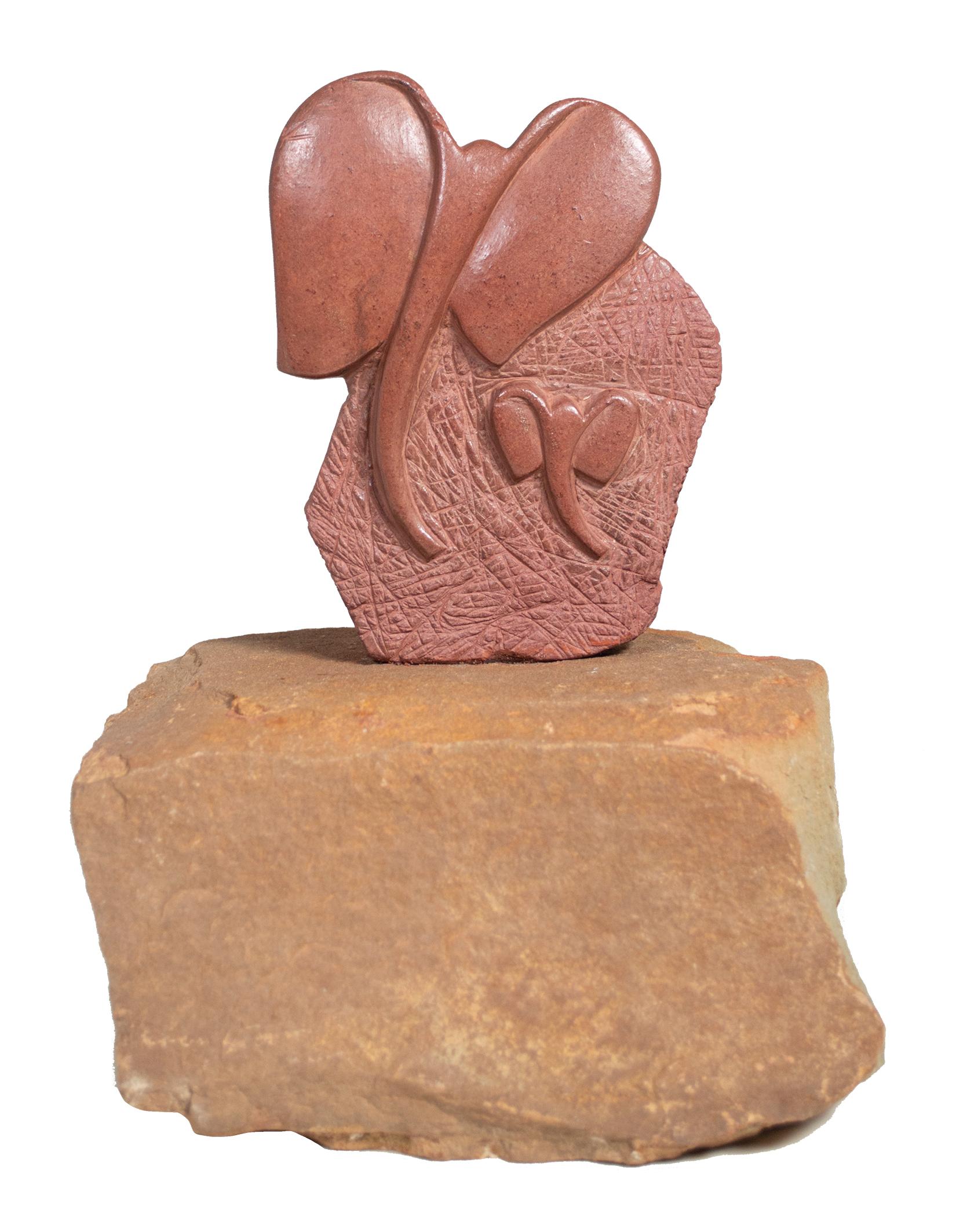 Unknown Figurative Sculpture - 'Mother Elephant with Baby' original small sculpture, heirloom gift