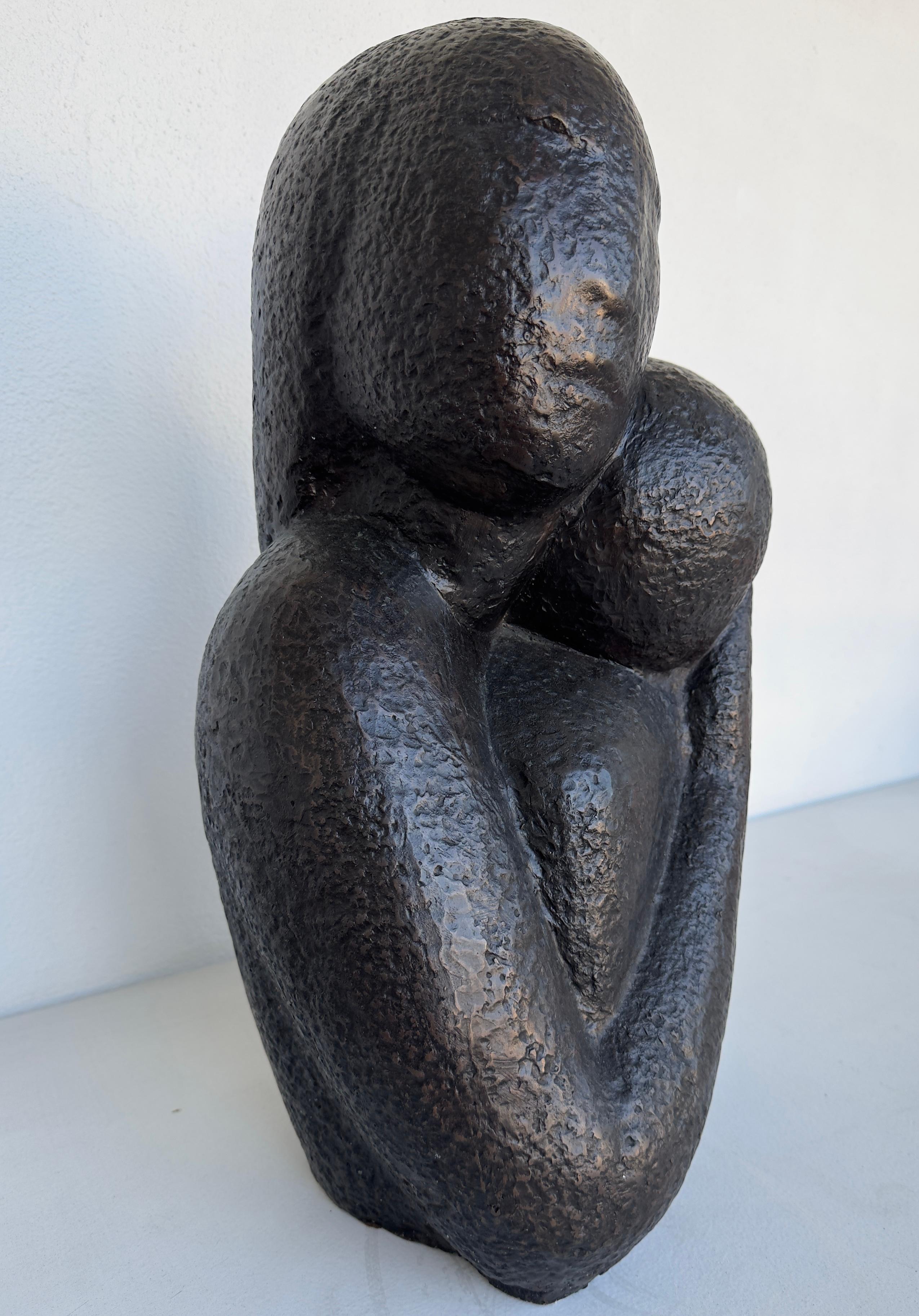 Biomorphic Sculpture Woman With Child Signed PJ edition 8/12 For Sale 1