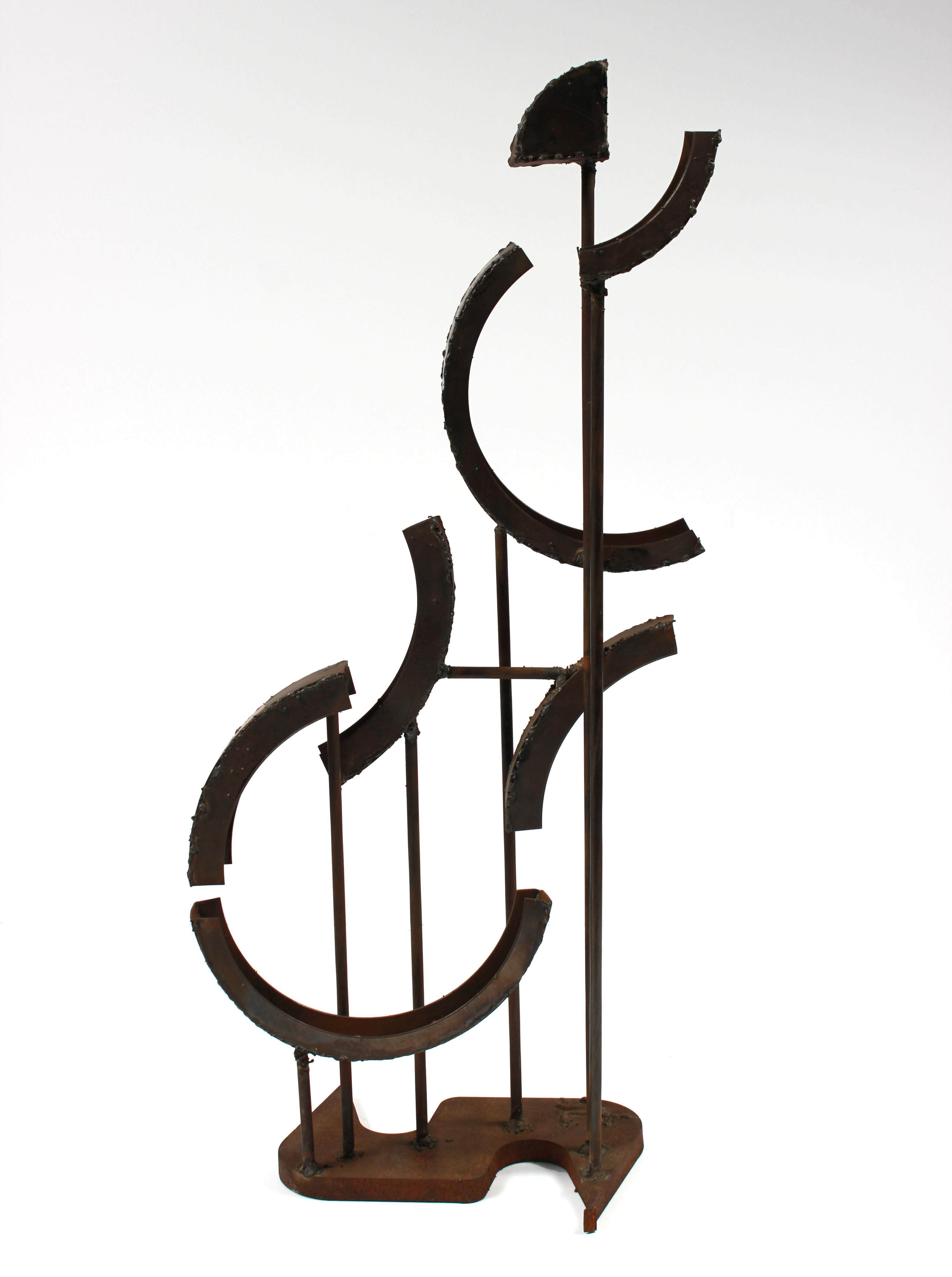 Unknown Abstract Sculpture - Multimedia Welded Metal Geometric Sculpture, Late 20th Century