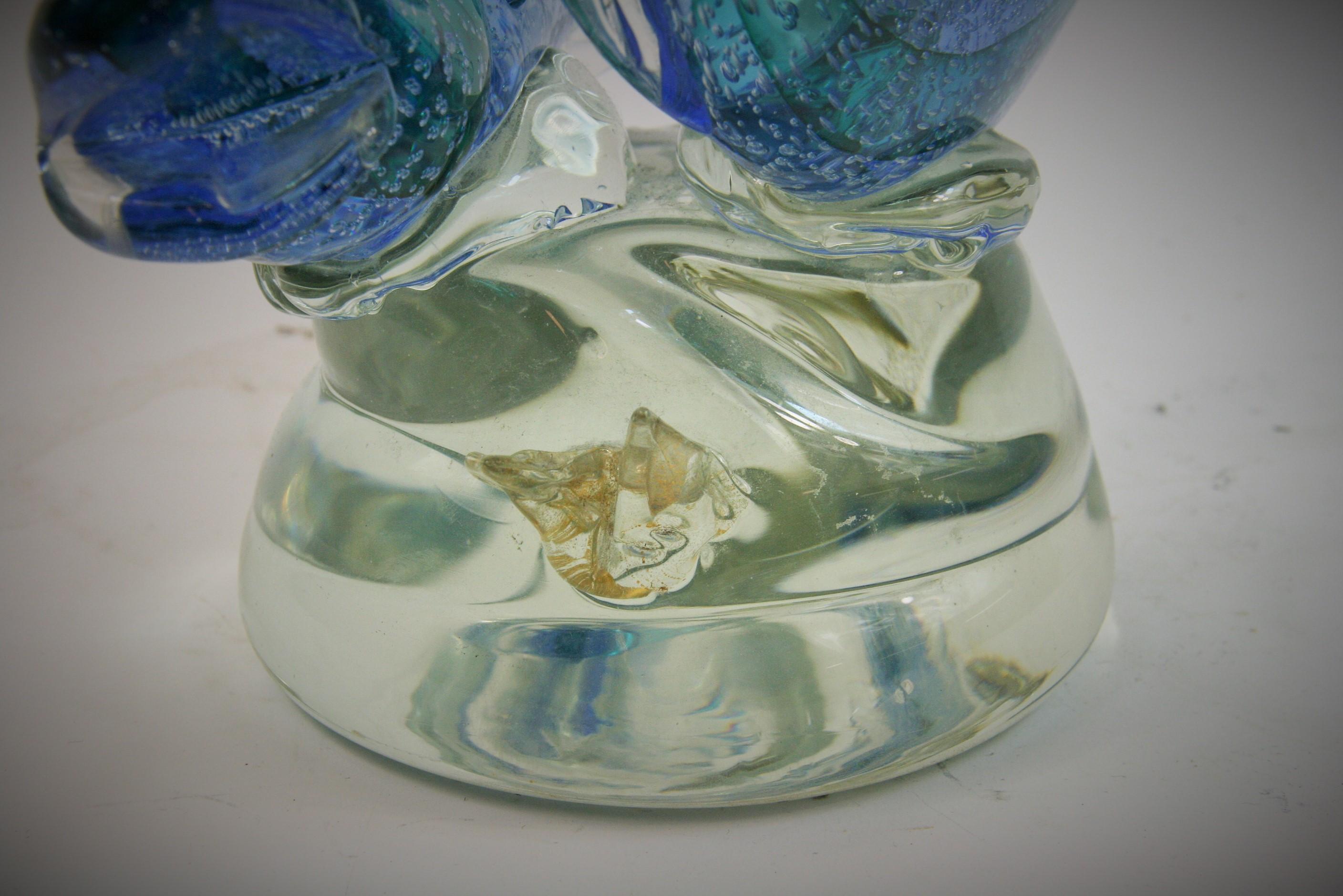 Murano Blue and Aqua Double Fish Sculpture 5