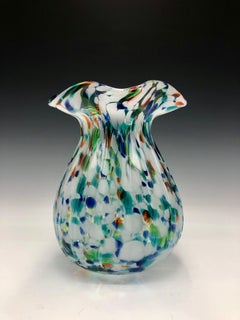 Vase en verre d'art multicolore Confetti de style Murano des années 1970