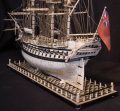 Napoleonisches Kriegsgefangenenmodell eines Schiffes 2. Klasse mit 72 Kanonen
