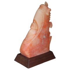 Native New Mexico Pink Alabaster Sculpture of a Corn Man
