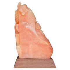 Vintage Native New Mexico Pink Alabaster Sculpture of a Corn Man