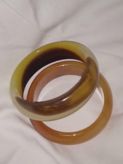 Natural Agate gem stone bangles pair