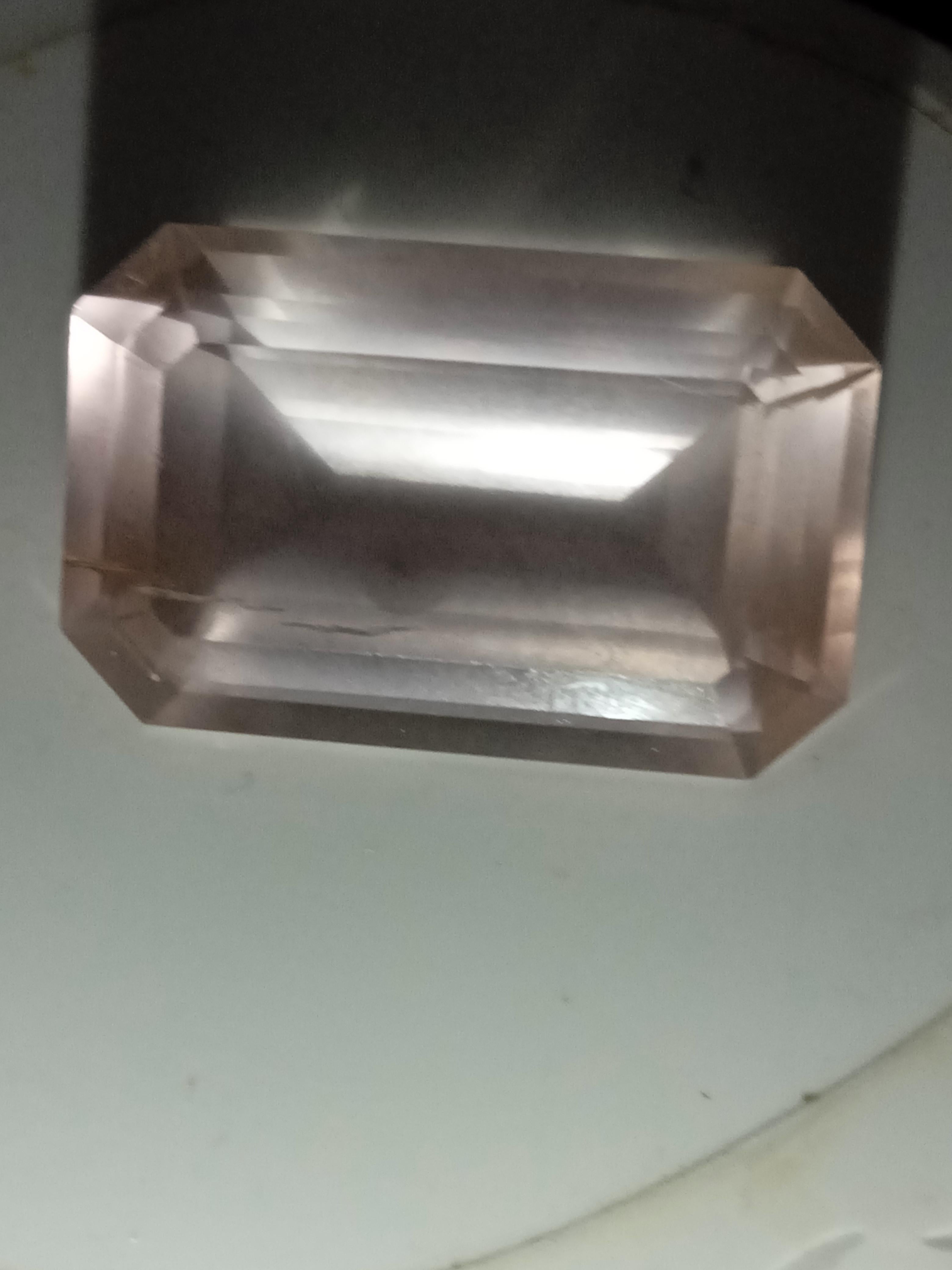Natural emerald cut rose quartz 18.8 carats 