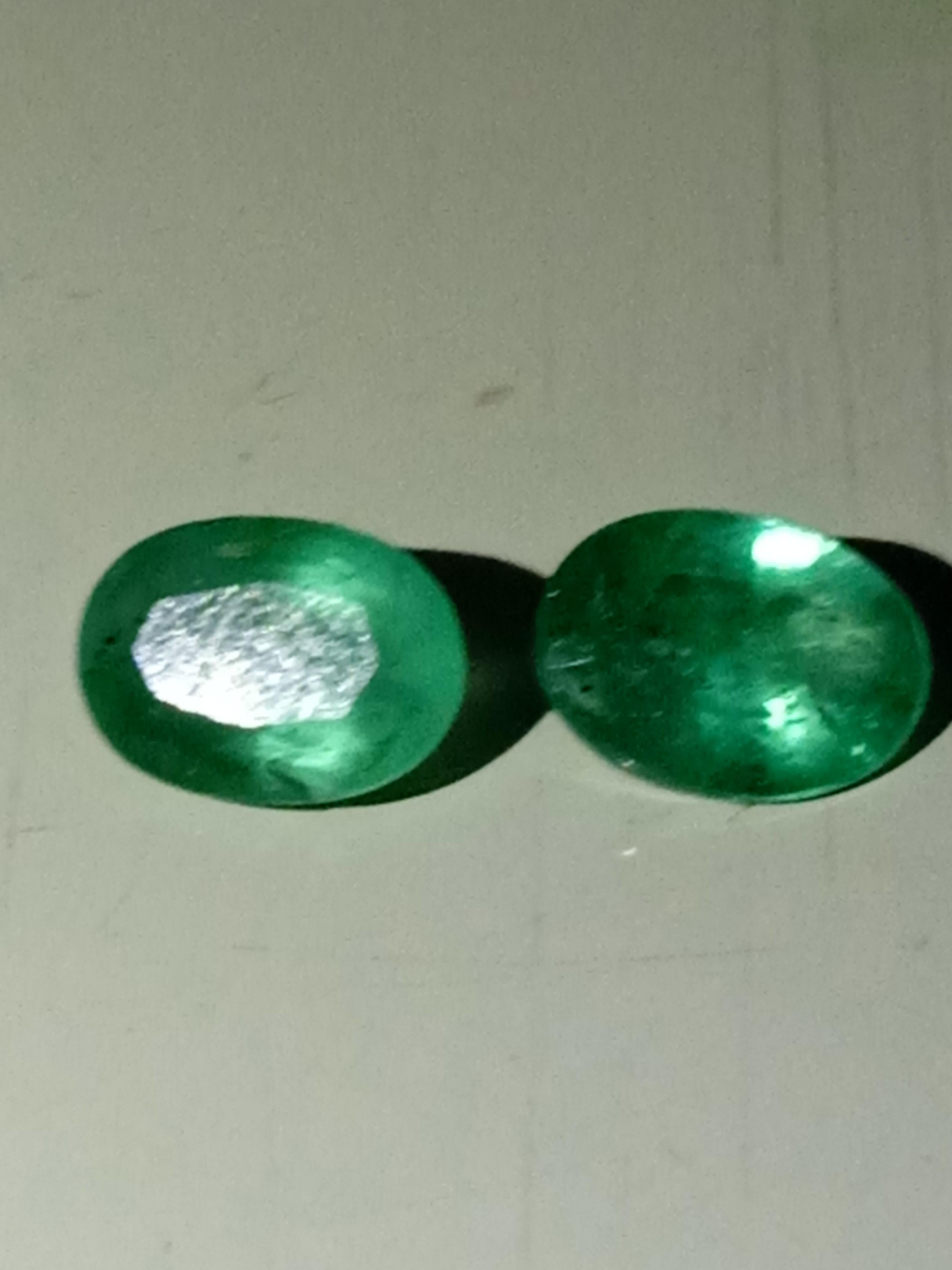Natural green Zambia emeralds pair 3.7 carats