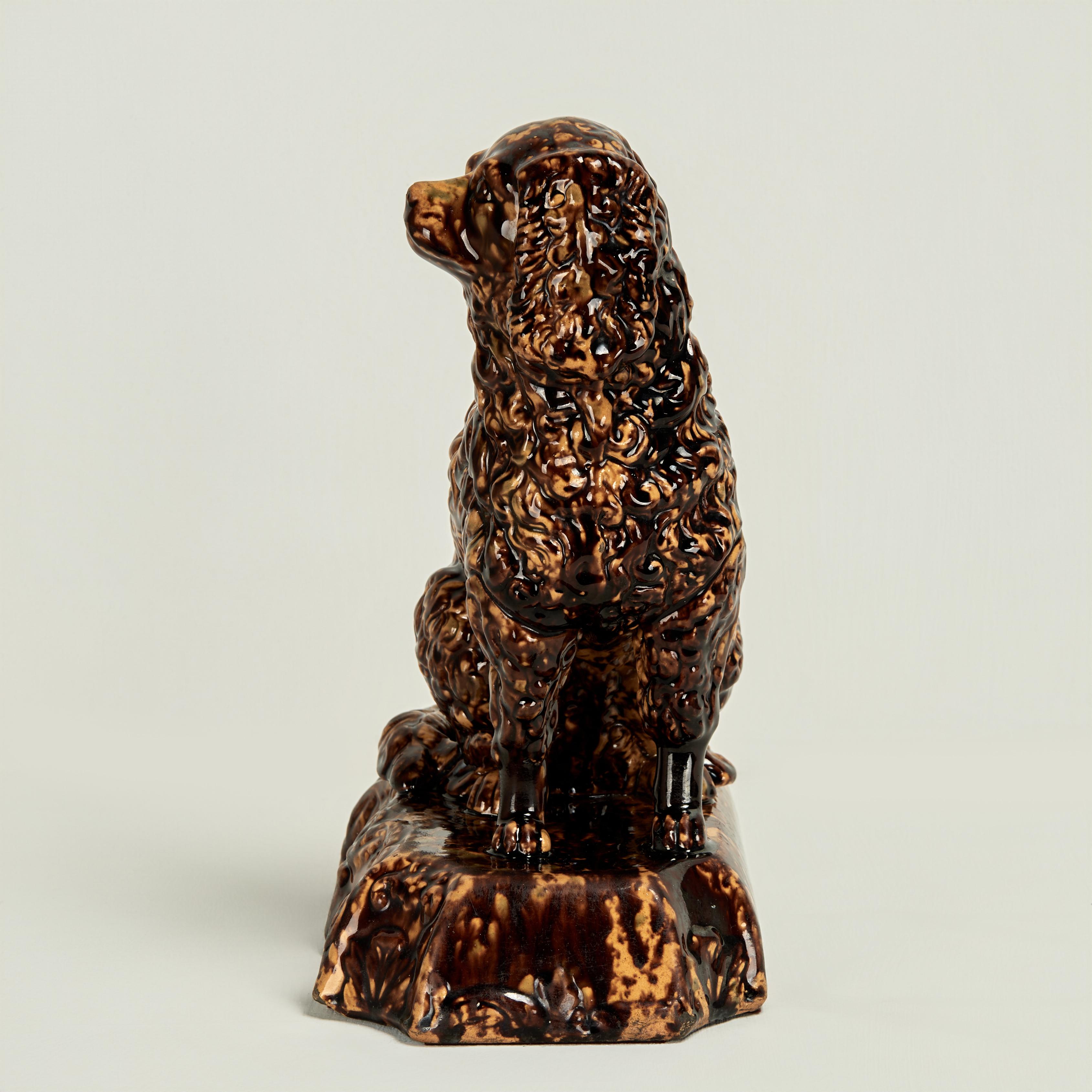 Paire de chiens anciens en poterie de Rockingham en vente 2