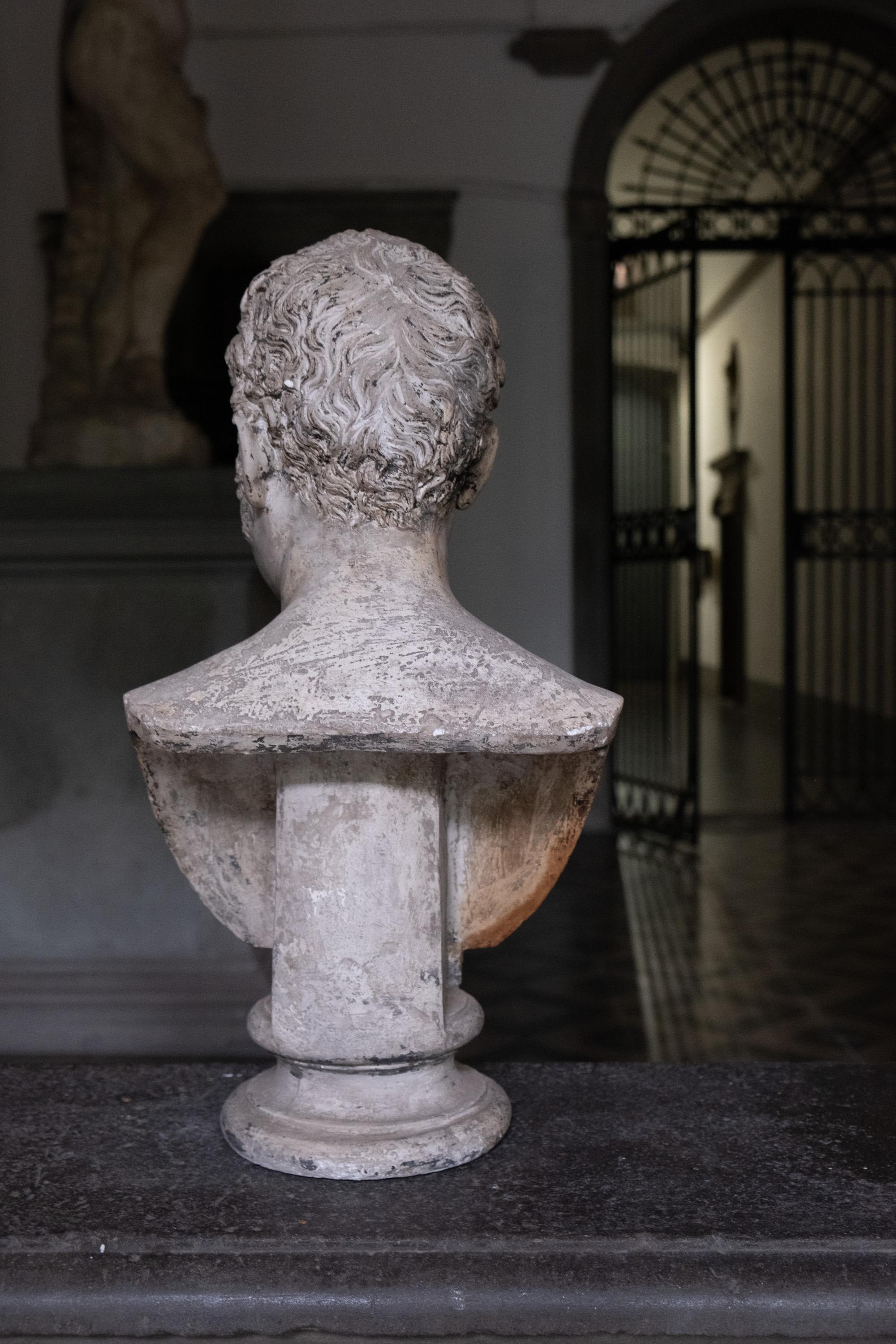 Neoclassic Neapolitan busts of Aristocratic couple. Plaster. Circa 1820 in vendita 5