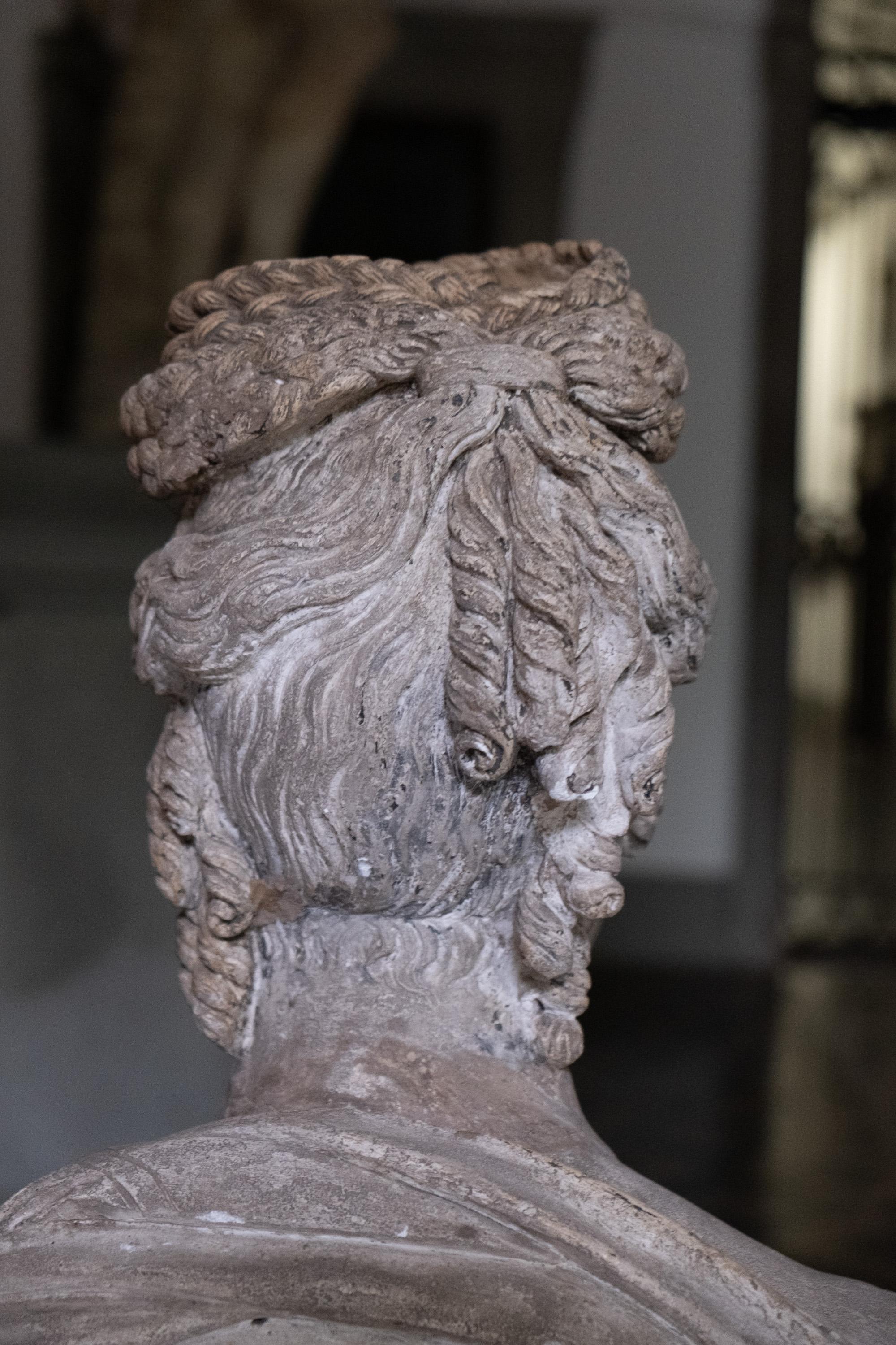 Neoclassic Neapolitan busts of Aristocratic couple. Plaster. Circa 1820 - Sculpture Accademia di Unknown