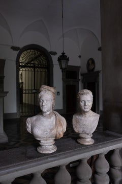 Neoclassical Neapolitan busts of Aristocratic couple. Plaster. Circa 1820