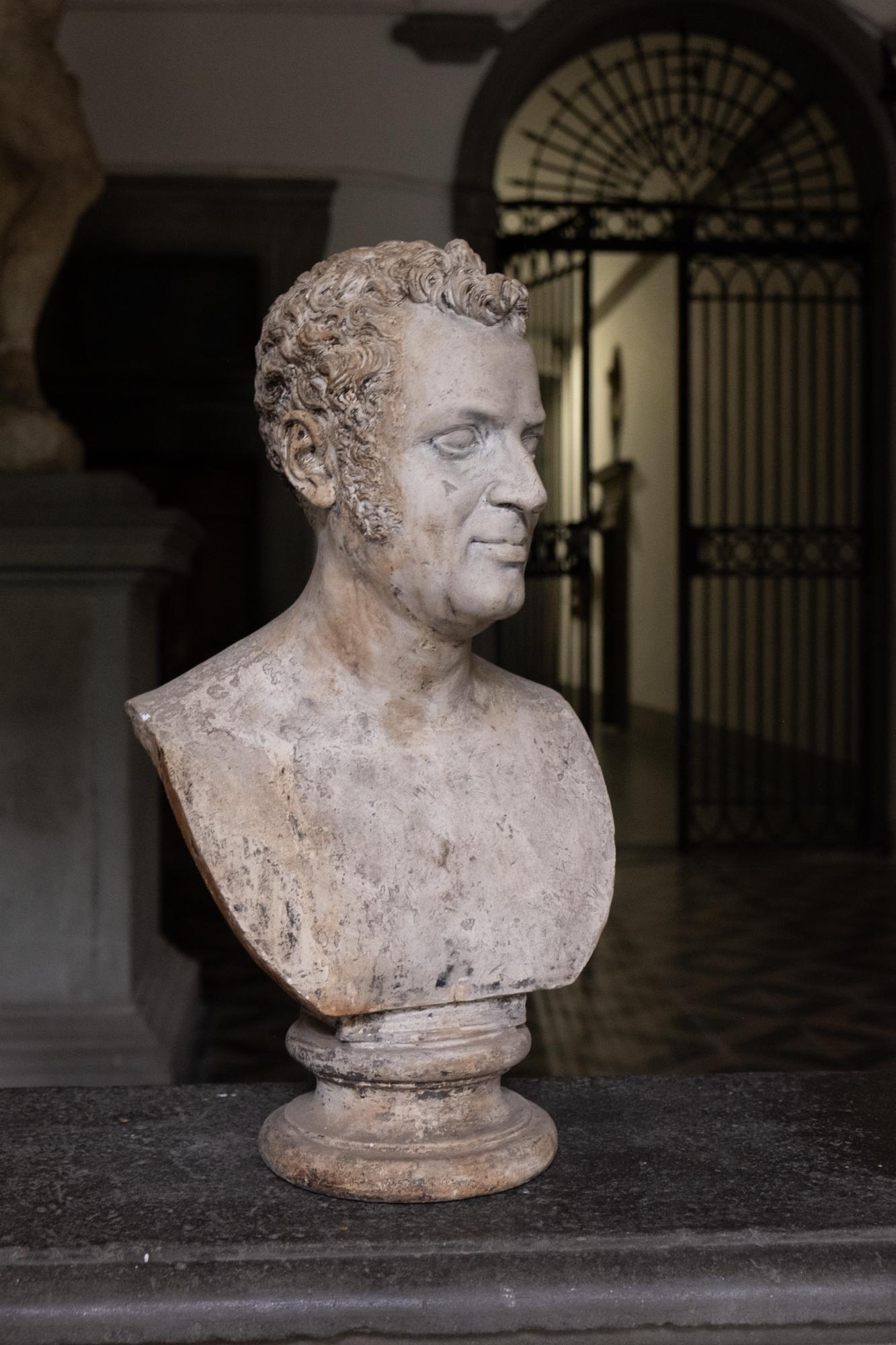 Neoclassic Neapolitan busts of Aristocratic couple. Plaster. Circa 1820 in vendita 4