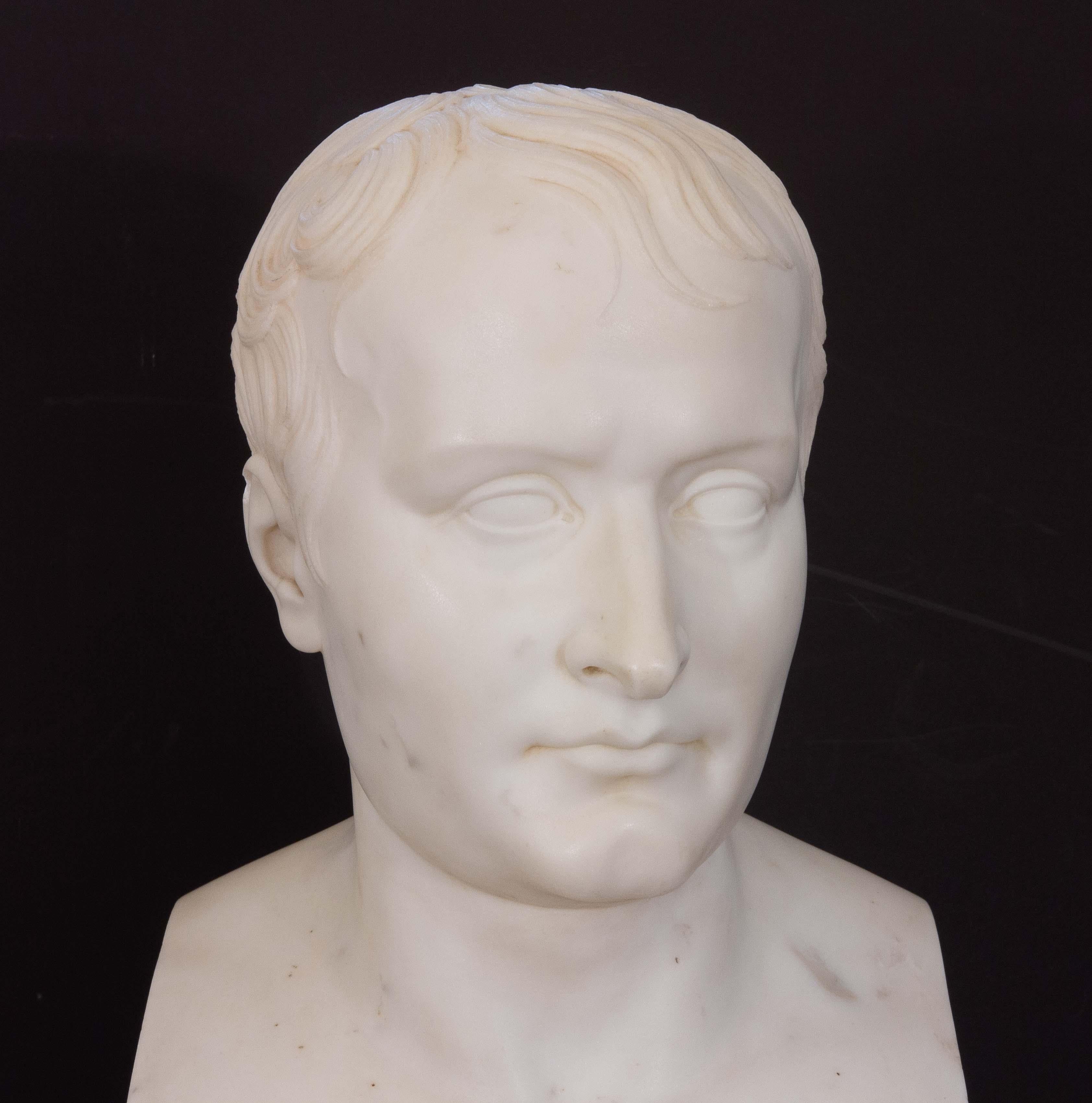 Neoclassical Carved Marble  Bust of Napoleon Bonaparte After Antonio Canova  12