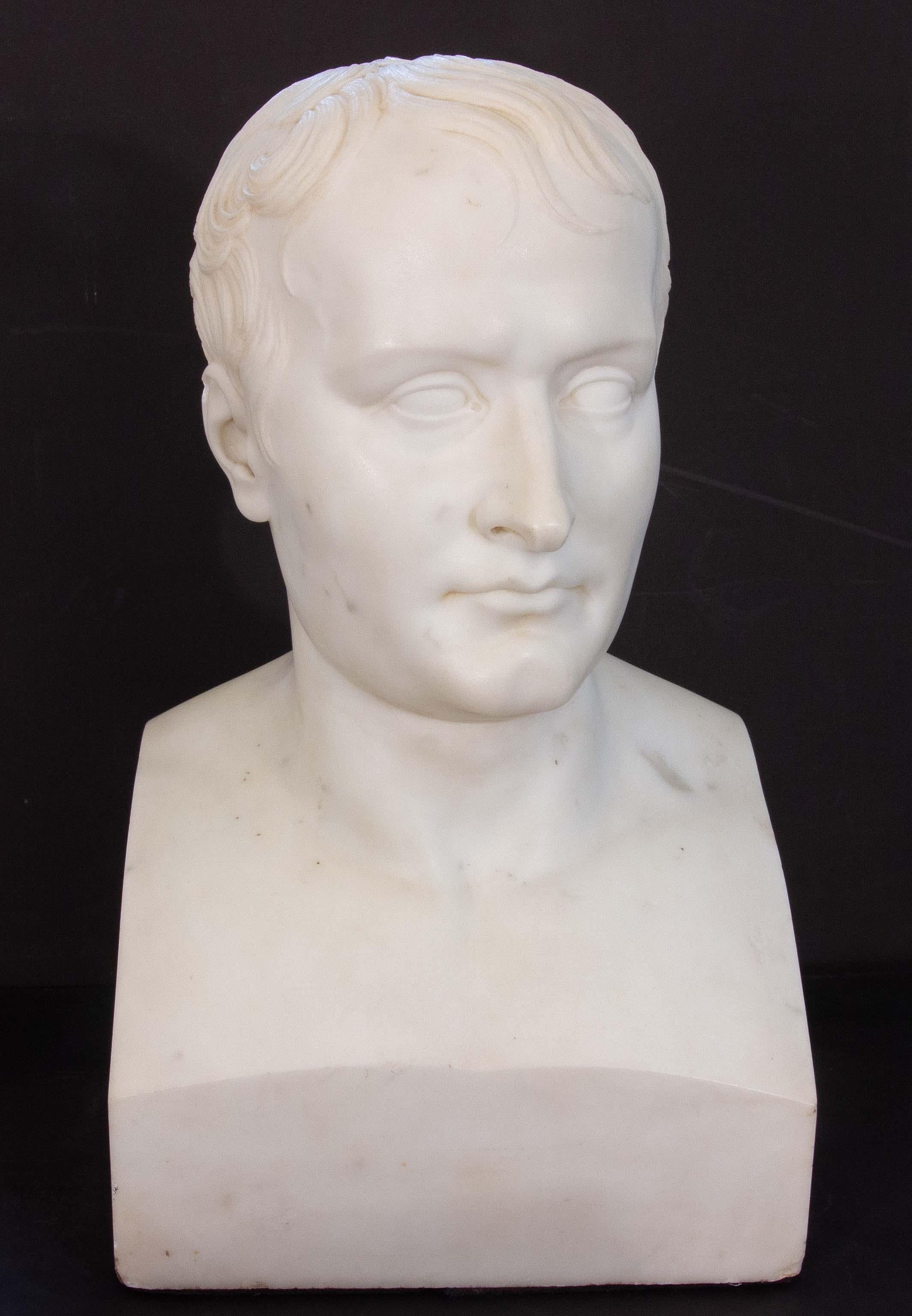 Unknown Figurative Sculpture - Neoclassical Carved Marble  Bust of Napoleon Bonaparte After Antonio Canova 