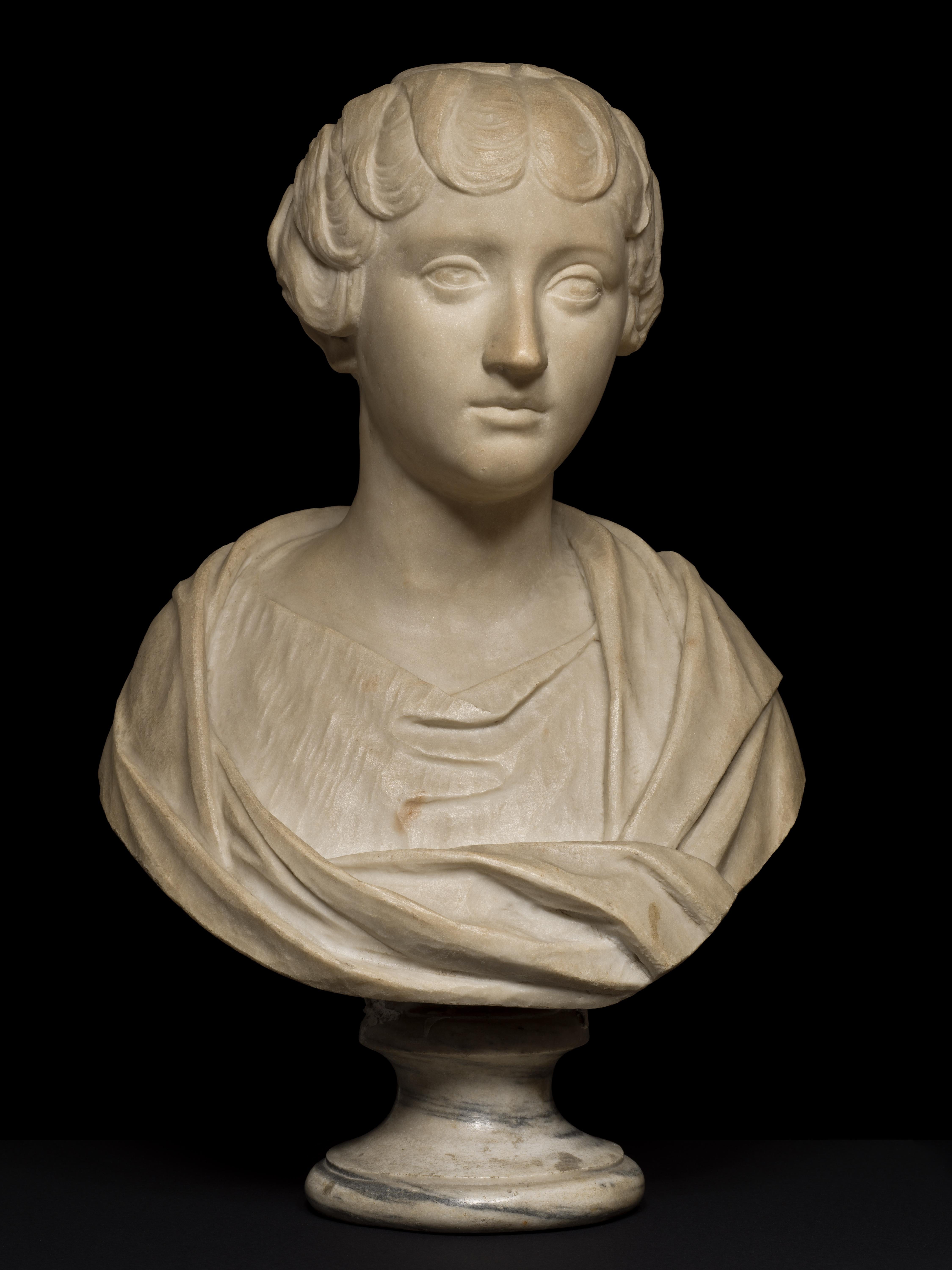 Neoclassical Female Marble Portrait Bust of Faustina the Younger 18th Century