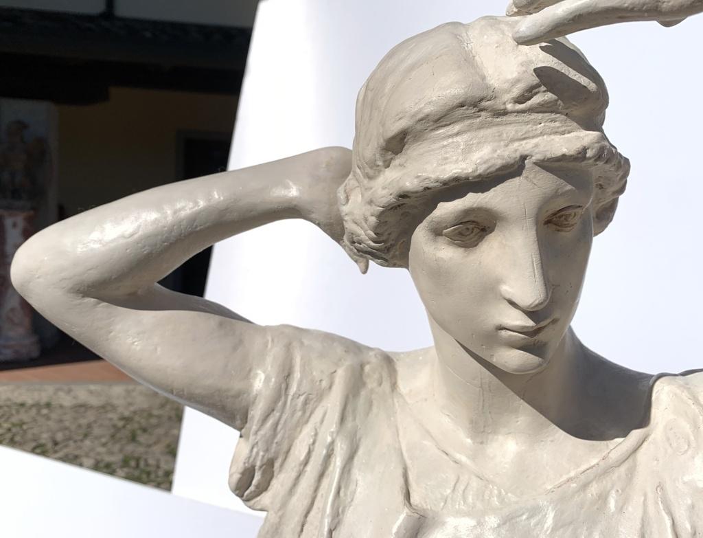 Neoclassical sculpture in Rome- Pair of 19th century Italian scagliola - Figures For Sale 3