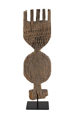 Geschnitztes Holz, „Nepalese Teral Blessing Post“, aus dem 19. Jahrhundert
