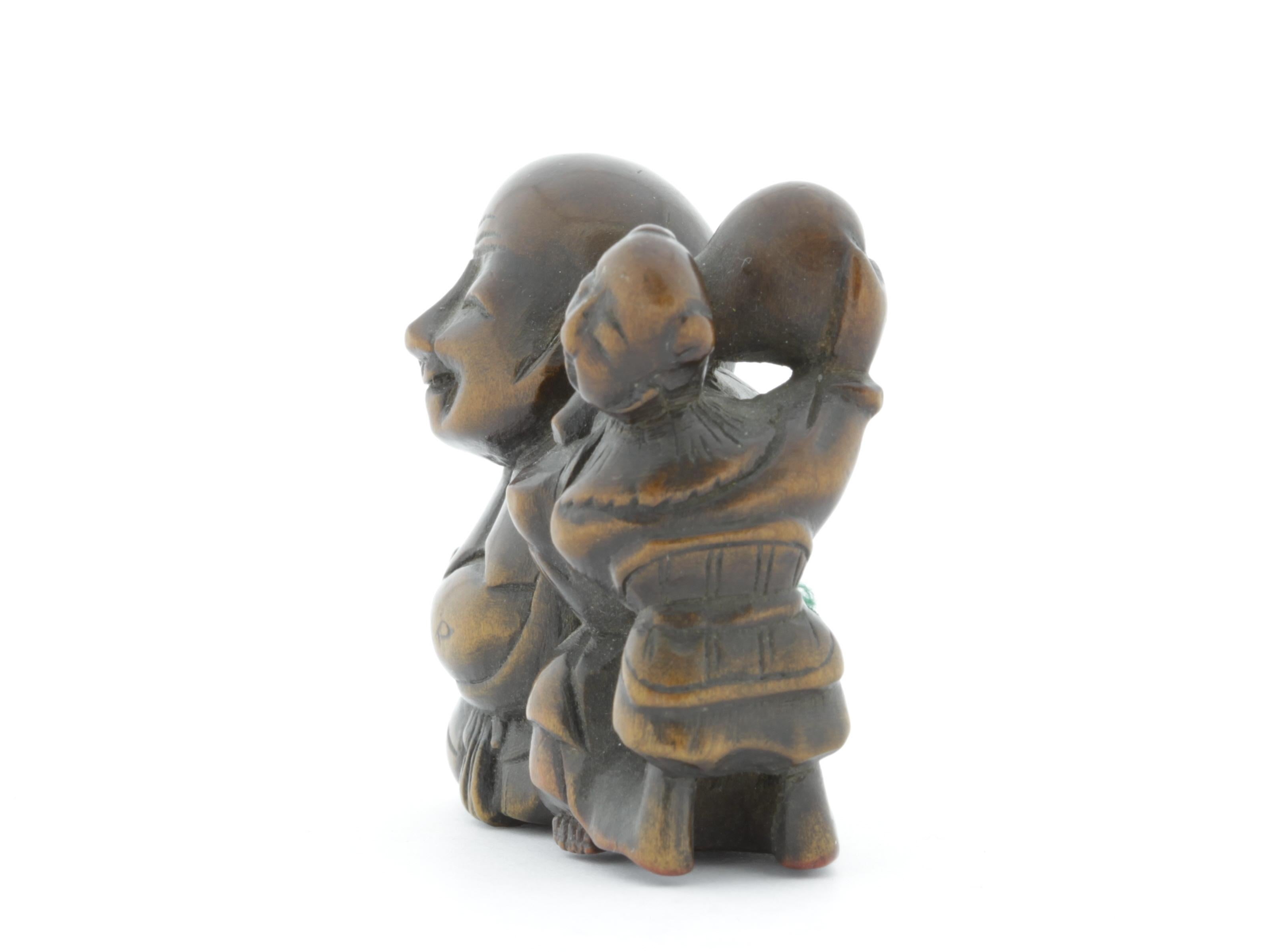 Netsuke, Wood, Accessory, Fashion, 19th century, Antique, Woodcraft, Hotei - Other Art Style Art by Unknown