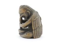 Netsuke, Wood, Accessory, Fashion, 19th Century, Antique, Woodcraft, Tengu