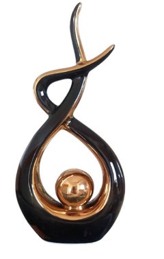 New Abstract ceramic figure, black and gold color