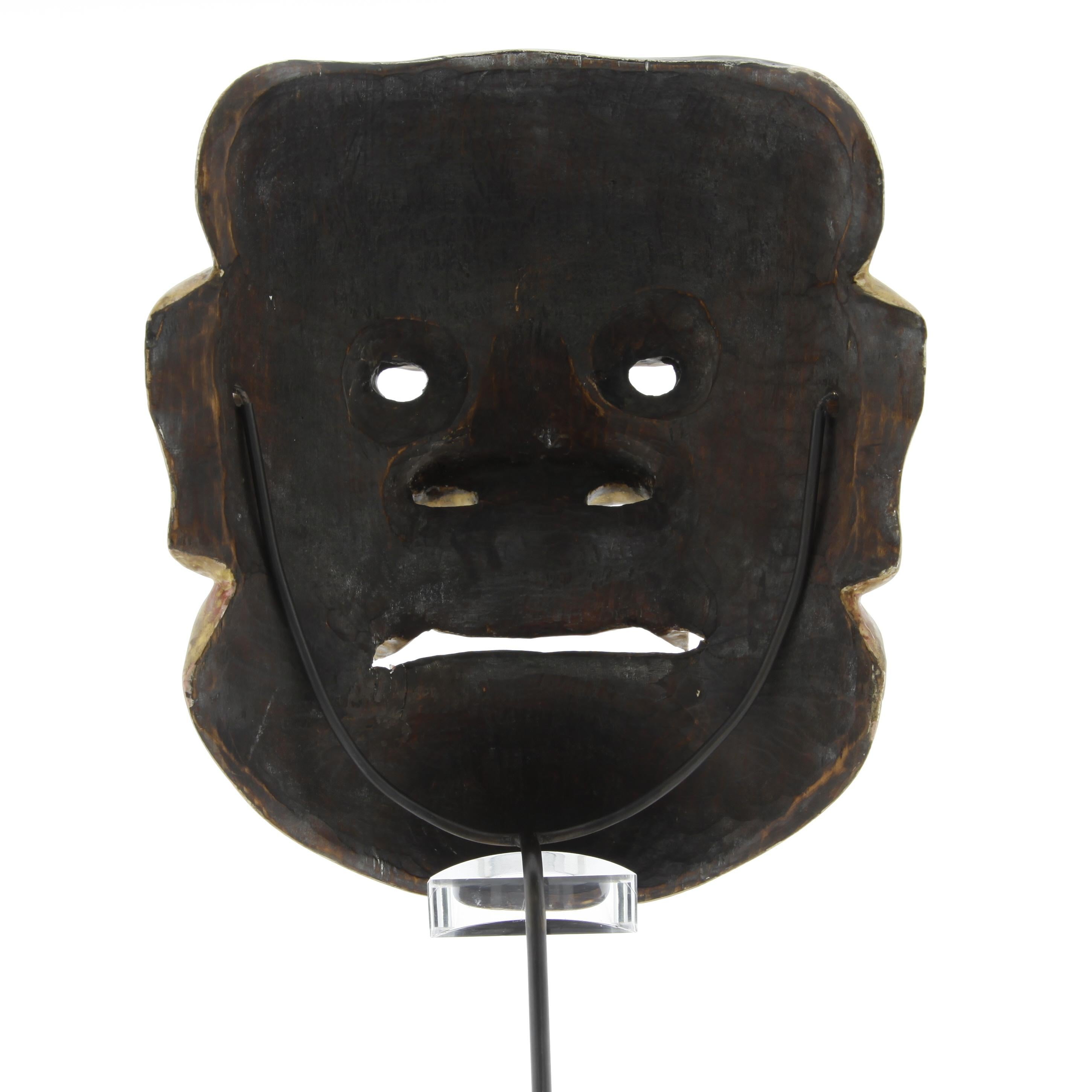 Noh Mask of a Fierce God, Actor, Japanese Theatre, Drama, 19th Century Woodcraft - Other Art Style Sculpture by Unknown