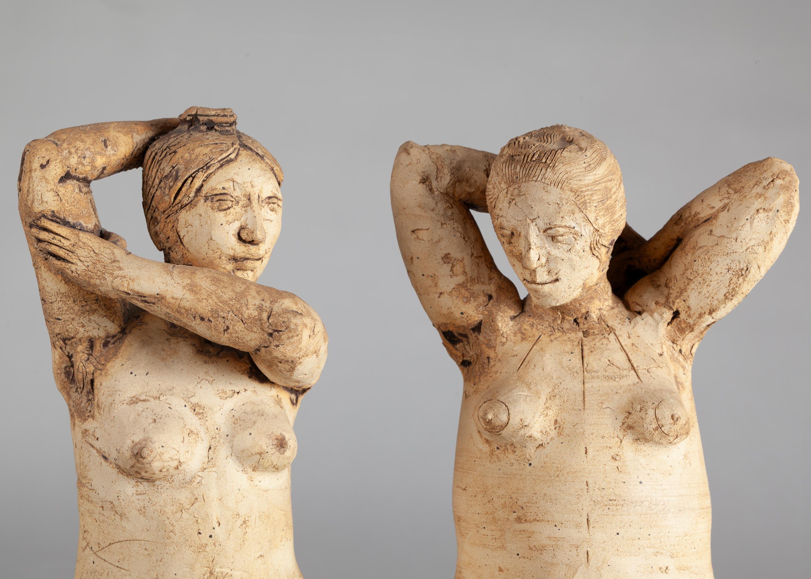 Figures de bain nues - Sculpture de Unknown