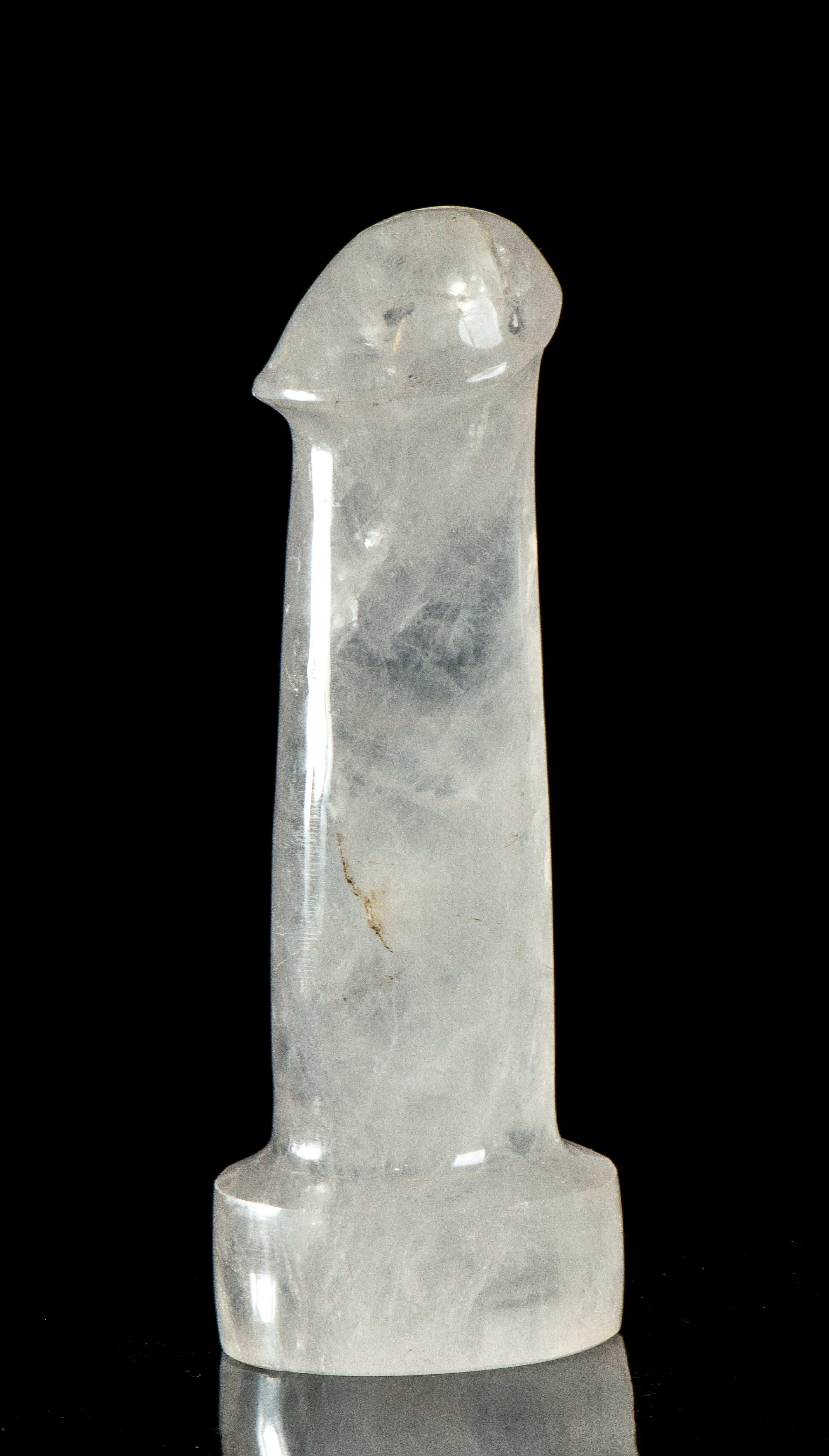 Nude Figurative Sculpture of Phallus In Semi Precious Stone Crystal of Rock 1