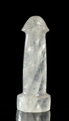 Nude Figurative Sculpture of Phallus In Semi Precious Stone Crystal of Rock