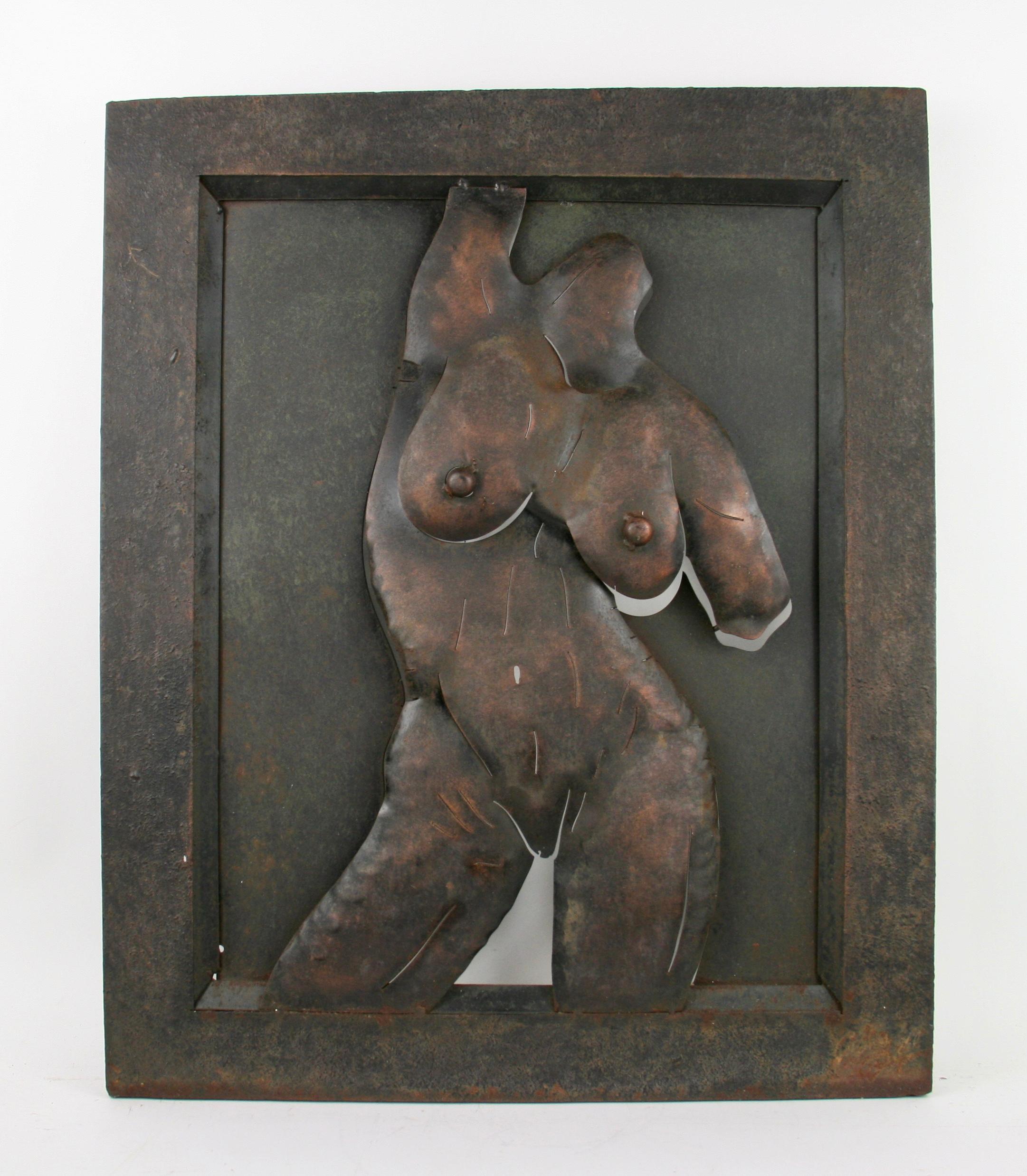 Nude Metal Wall Sculpture - Black Figurative Sculpture by Unknown