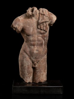 Sculpture en terre cuite nu Torse d'Hercule 19ème siècle Académie romaine