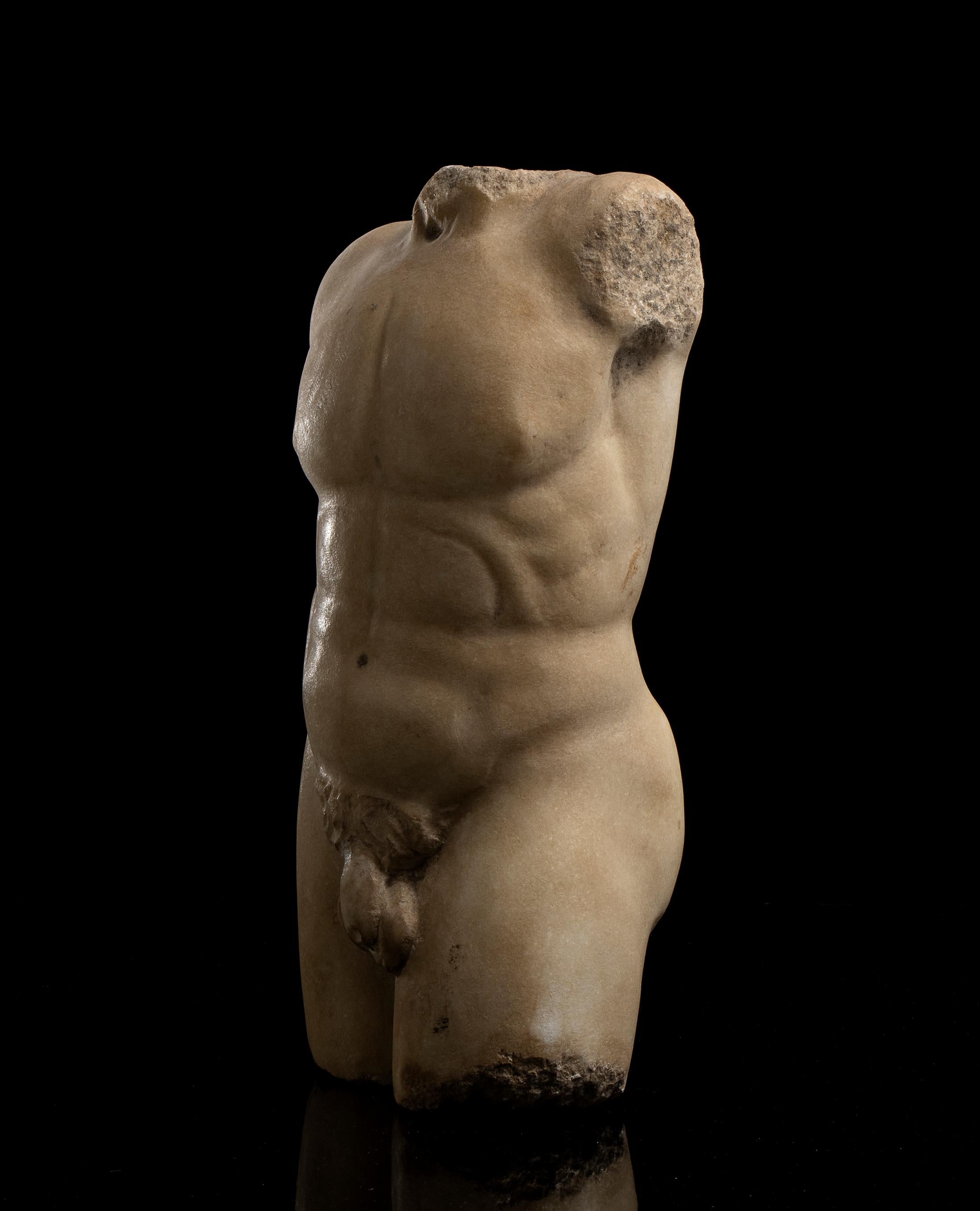 Nude White Marble Male Torso Sculpture Classical Greek Styl  19th Grand Tour 1