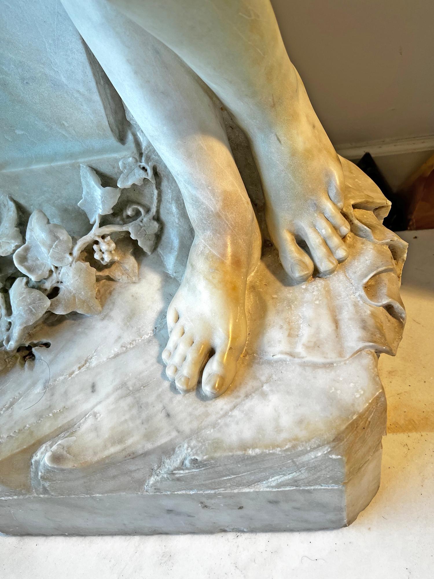 Erótico  Mármol Mitológico Sexual Figural, Mujer desnuda, Bacante y Sátiro Herm en venta 6