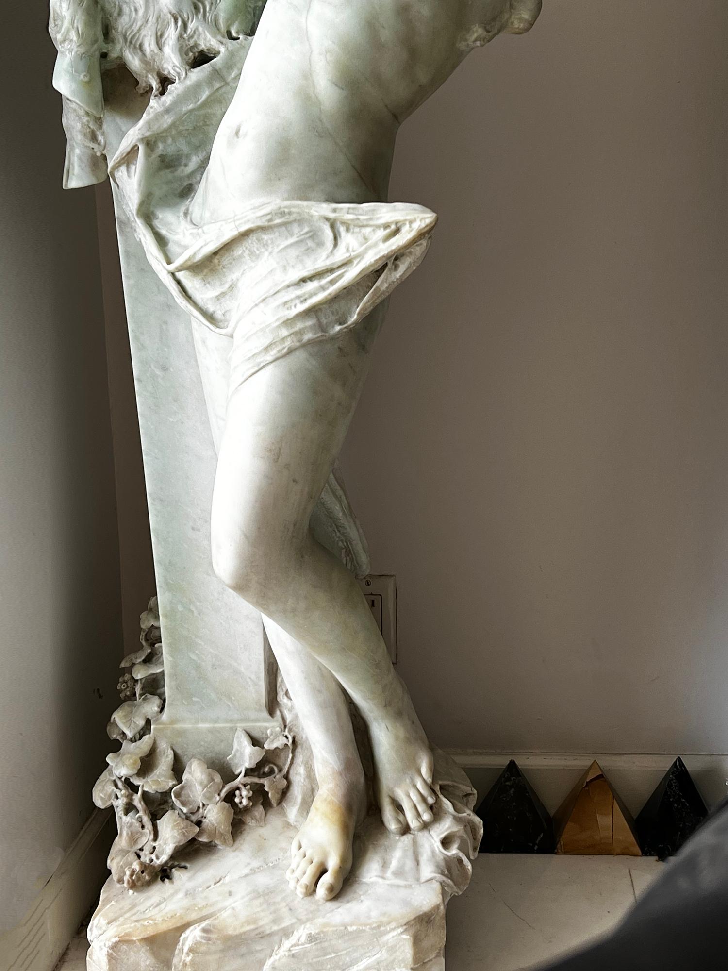 Erotic Mythological Marble Figural, Nude woman, Bacchante and Satyr Herm For Sale 9