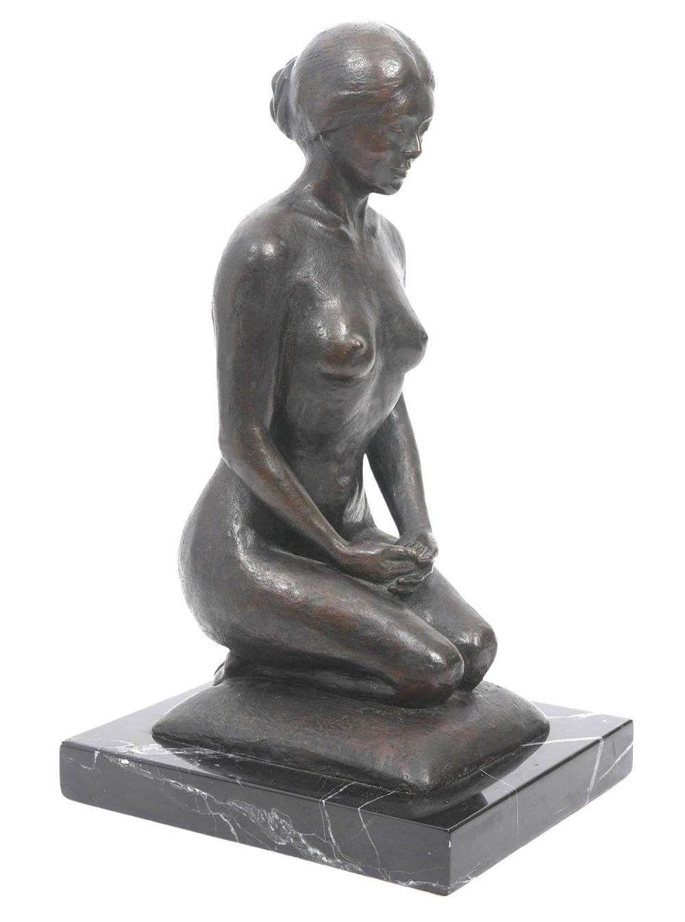 Nude Woman Figure Knelling On The Pillow