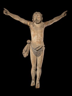 Oak Corpus Christi with polychromed leftovers, Flemish School, 18 th C