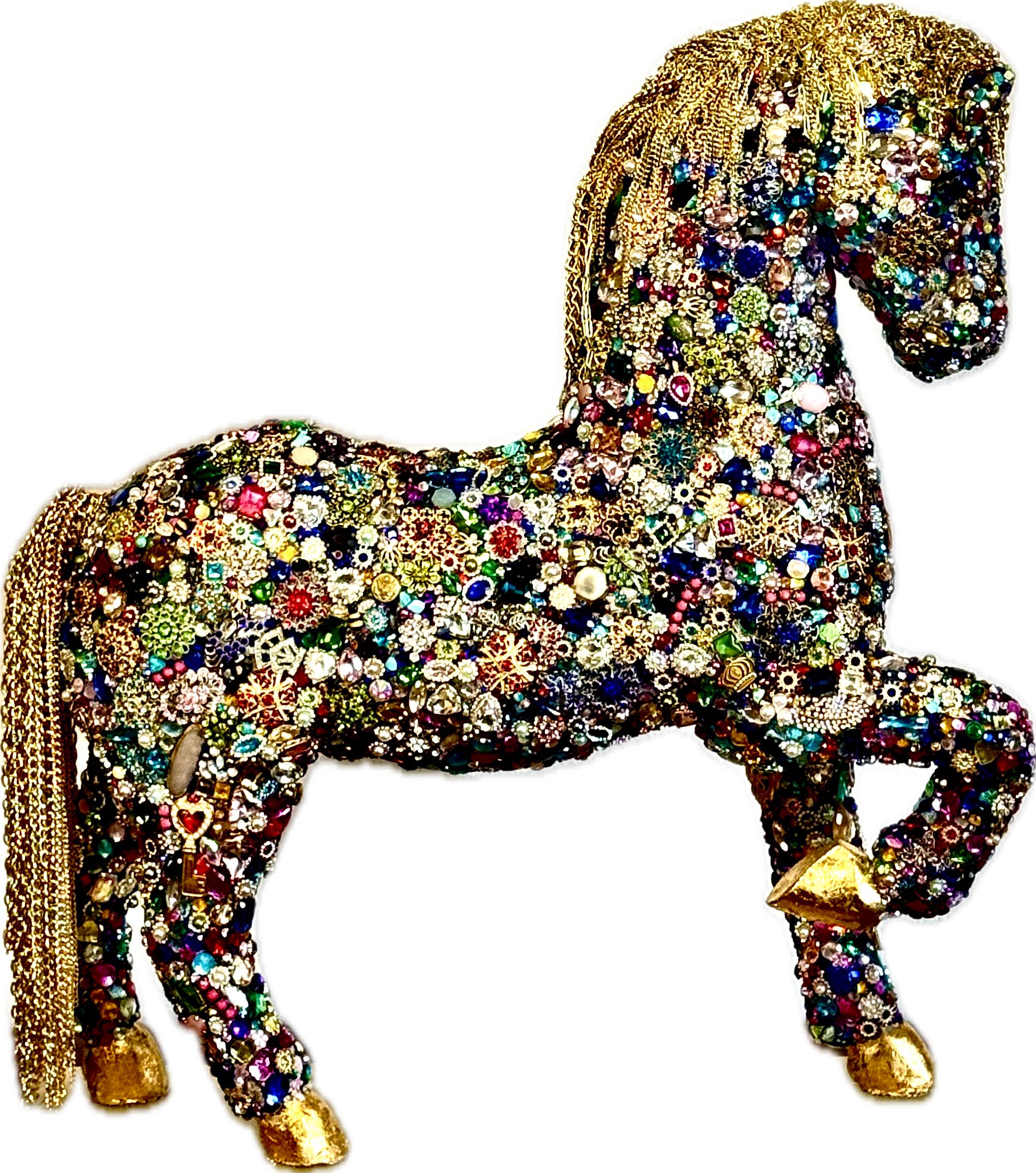 Unknown Figurative Sculpture - One Fabulous Filly By Kirsten Kainz assemblage horse sculpture