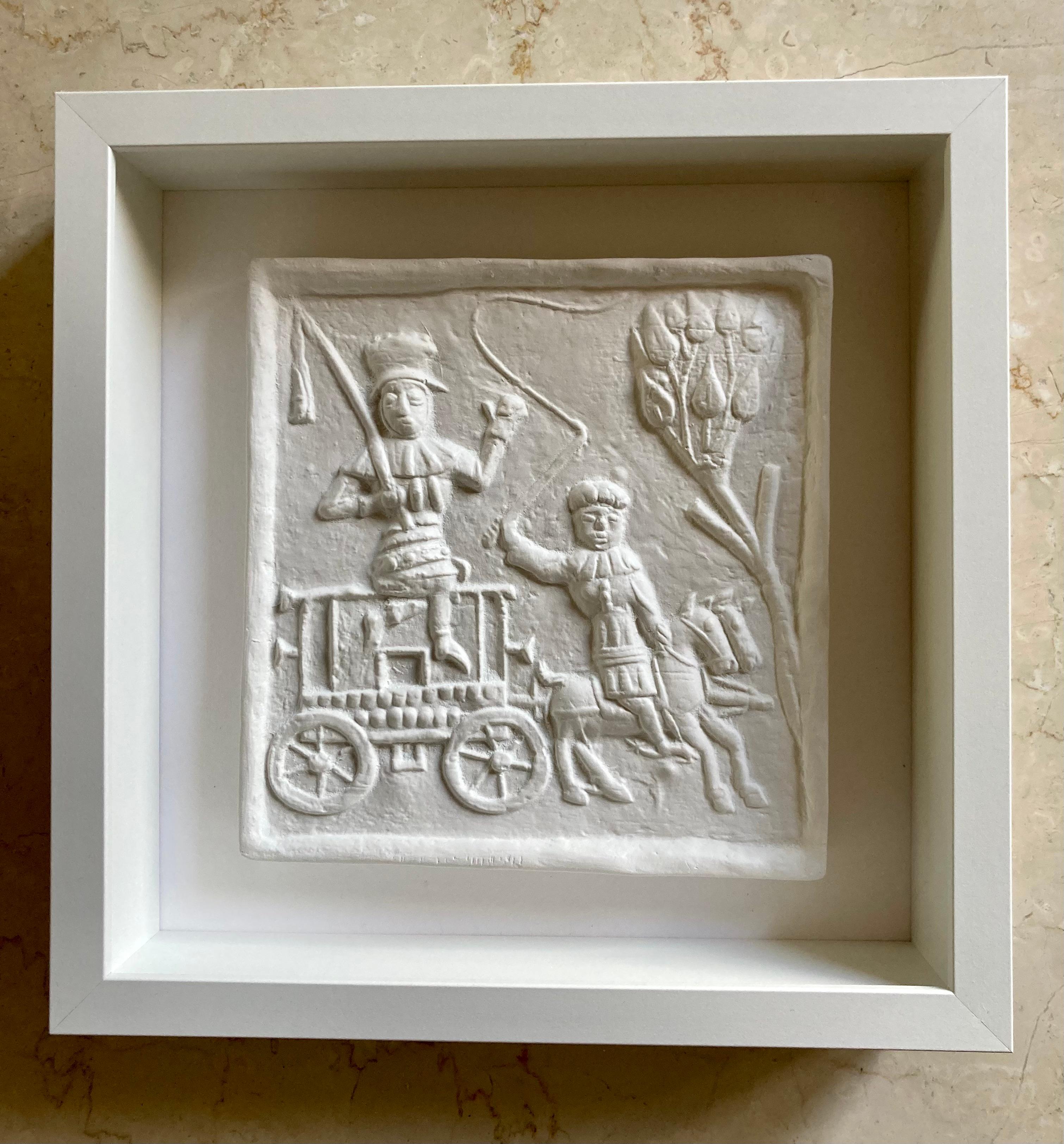 One on a chariot  Medieval Tile Gypsum Cast