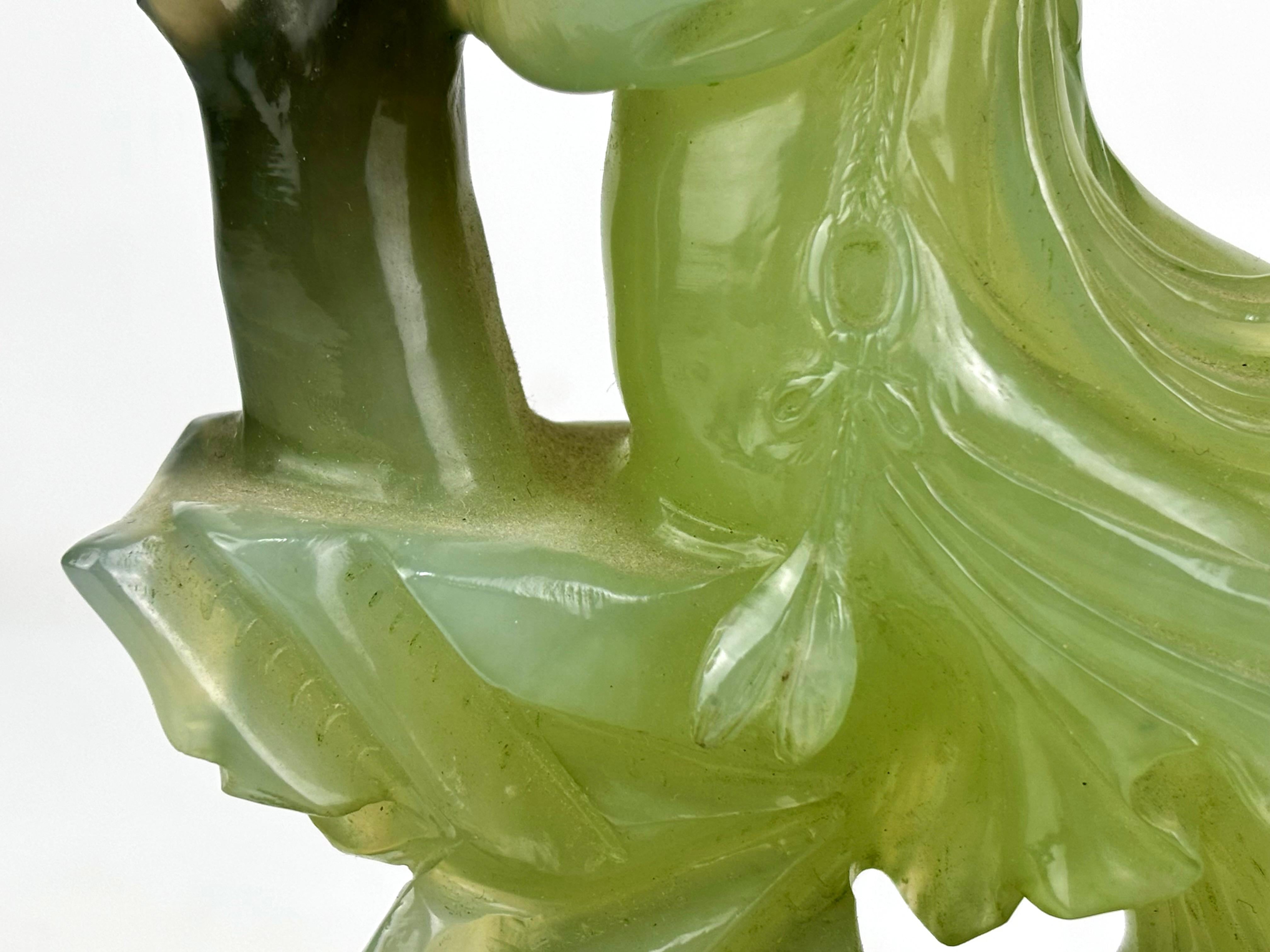 Oriental Jade Sculpture of Two Court Ladies with Tree – Mid-20th Century For Sale 2