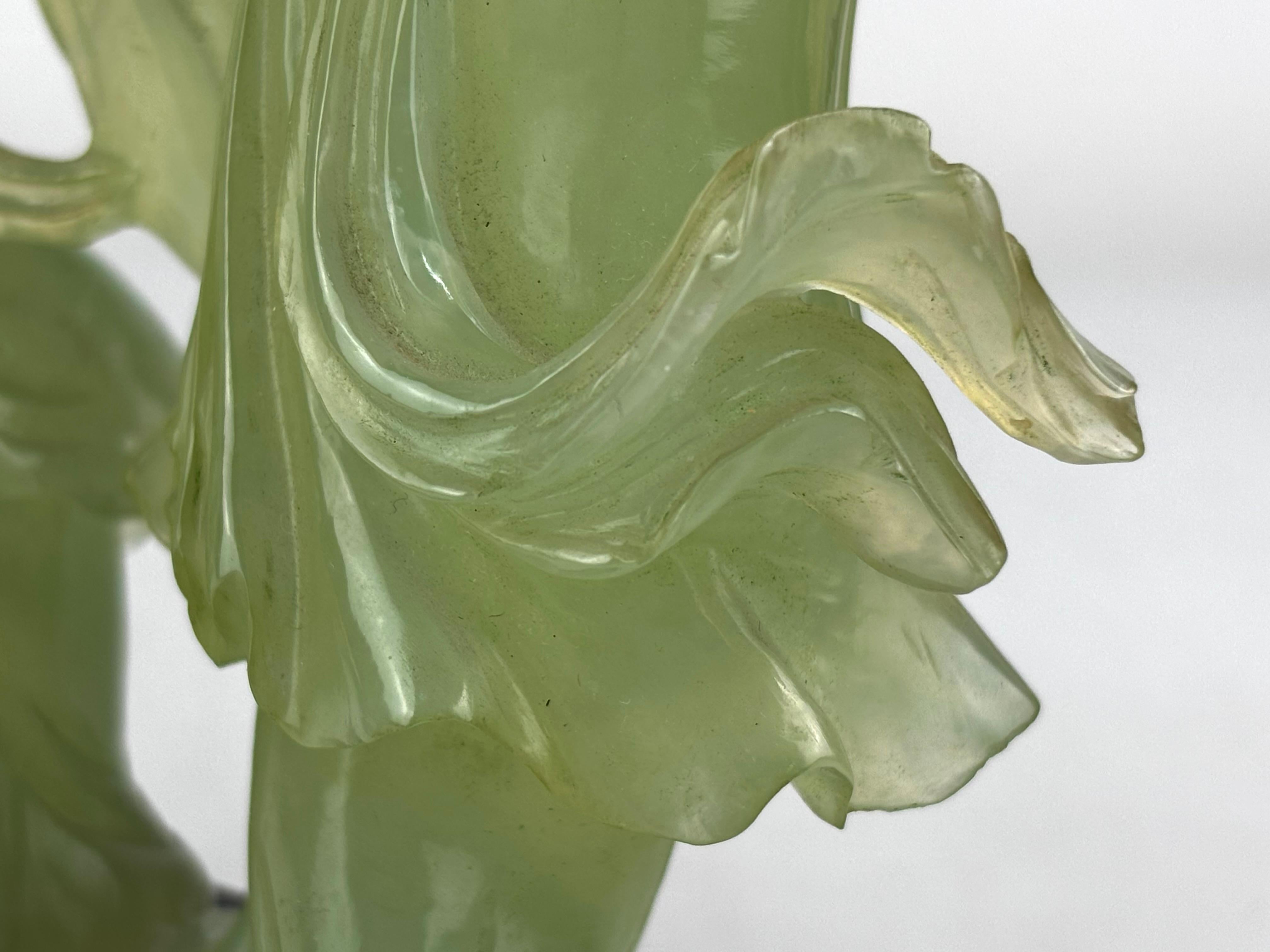 Oriental Jade Sculpture of Two Court Ladies with Tree – Mid-20th Century For Sale 3