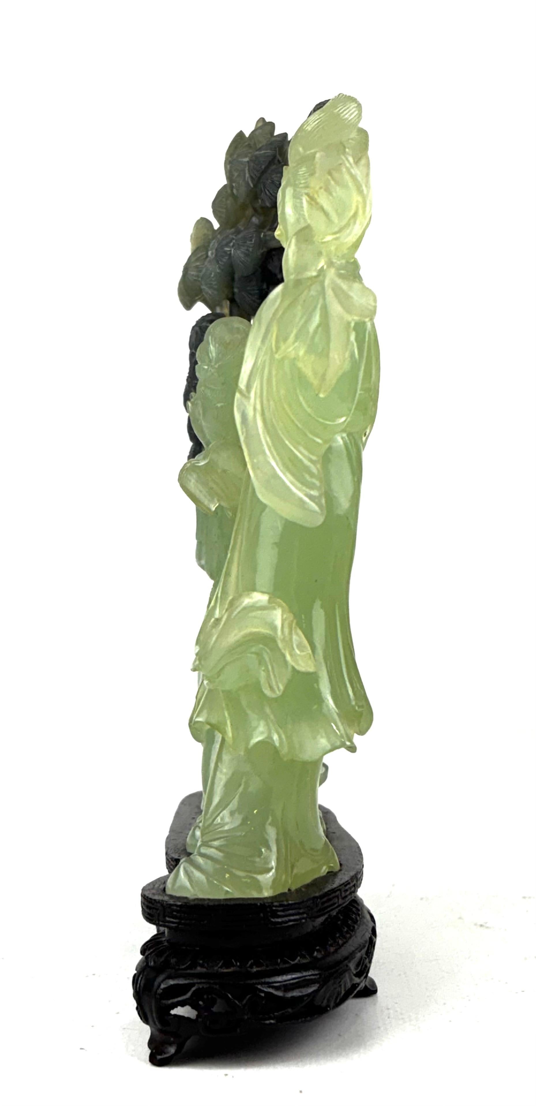 Oriental Jade Sculpture of Two Court Ladies with Tree – Mid-20th Century For Sale 5