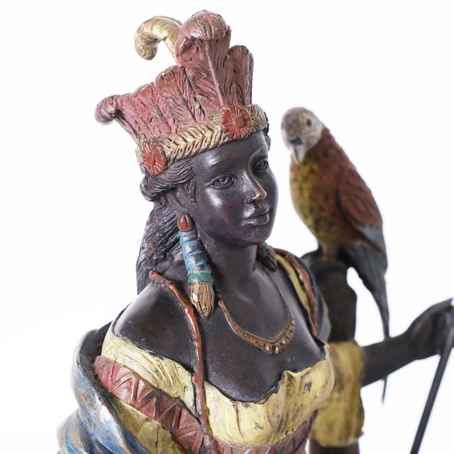 Orientalist Figural Cold Painted Bronze Sculpture For Sale 5