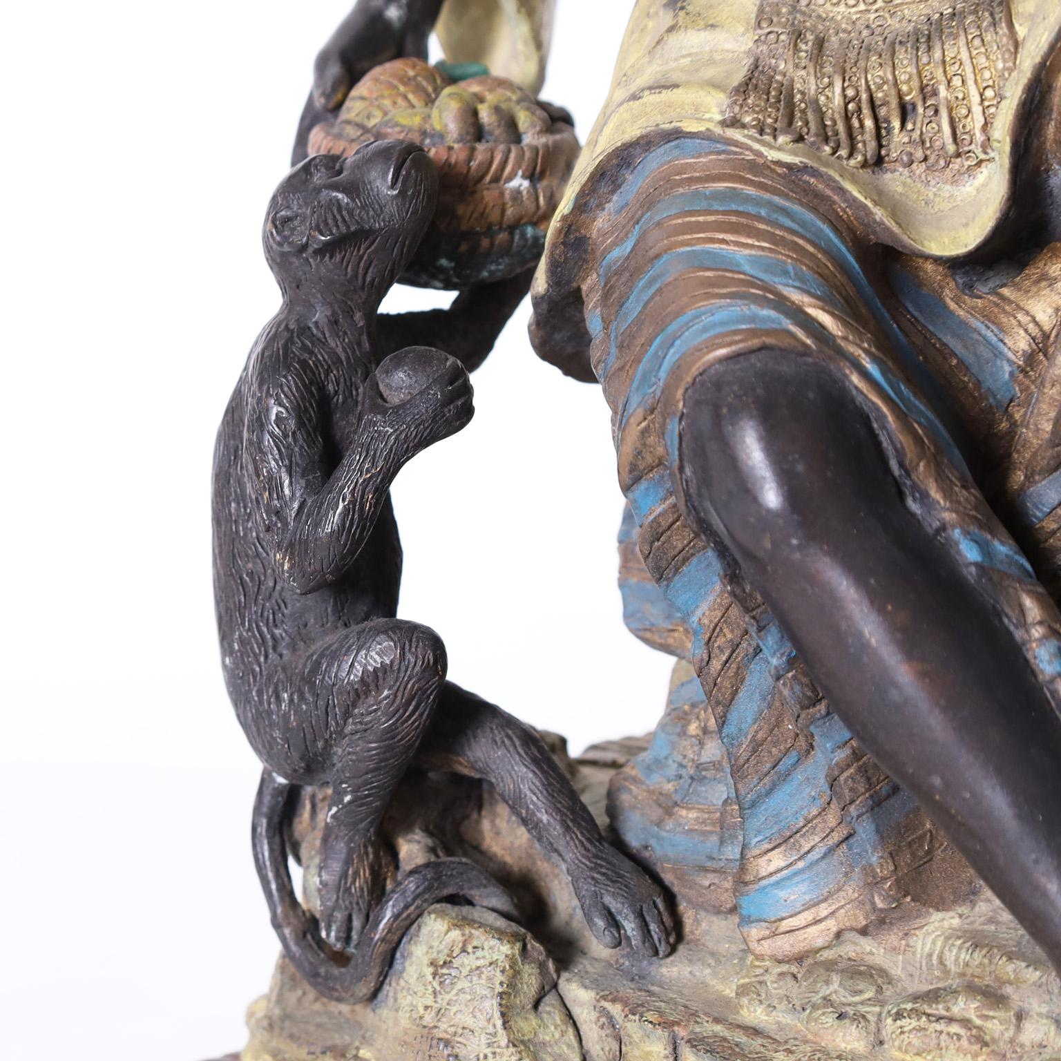 Orientalist Figural Cold Painted Bronze Sculpture For Sale 7
