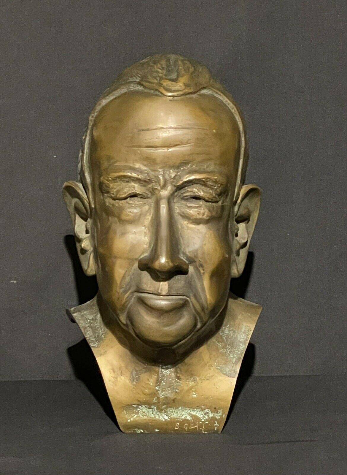 ORIGINAL PERIOD BRONZE HEAD SCULPTURE PRESIDENT RICHARD NIXON  - Sculpture by Unknown