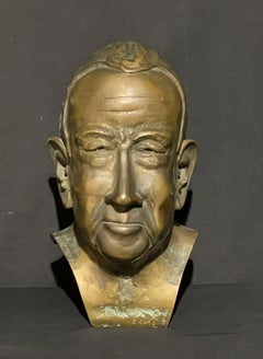 ESCULTURA ORIGINAL DE ÉPOCA CABEZA DE BRONCE PRESIDENTE RICHARD NIXON