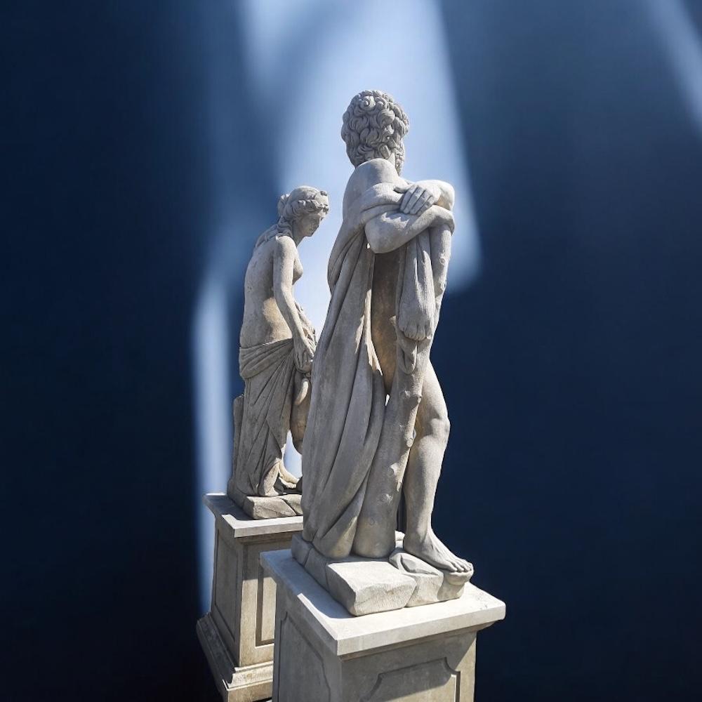 Sculptures de jardin italiennes en pierre du sujet mythologique d'Hercule en vente 9